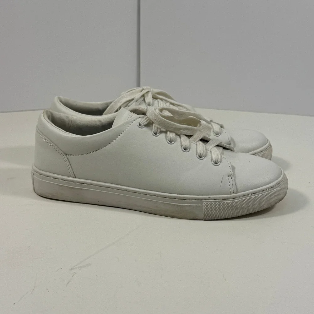 J.Crew White Leather Low Top Sneakers Women's size 7‎ Minimalist Lace-Up Shoes